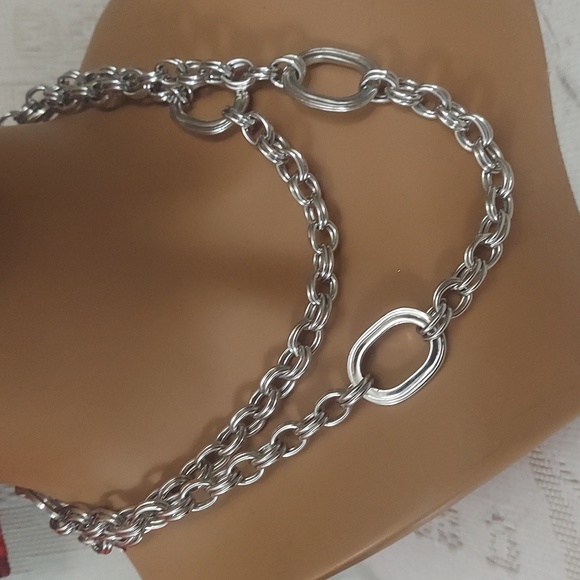 Vintage Monet Chunky Silver Chain Long Necklace 36" - Picture 3 of 10